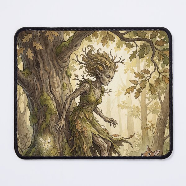 Item preview, Dryad Oak creature of folklore watercolor artwork illustration designed and sold by Vintage Designs +.
