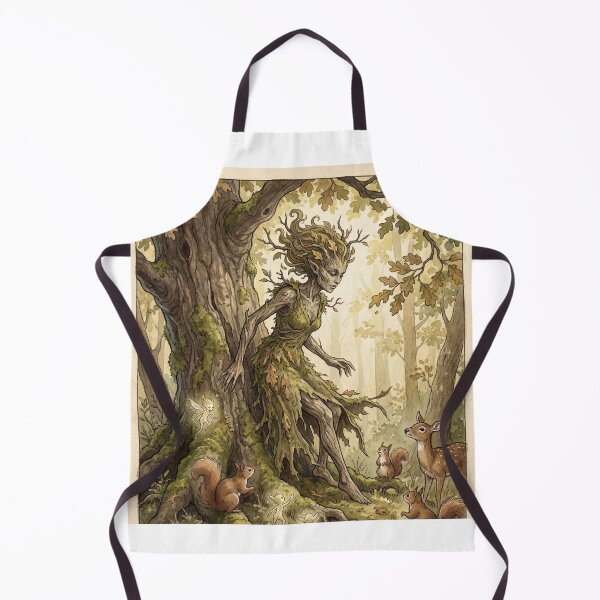 Item preview, Dryad Oak creature of folklore watercolor artwork illustration designed and sold by Vintage Designs +.