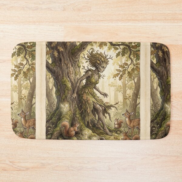 Item preview, Dryad Oak creature of folklore watercolor artwork illustration designed and sold by Vintage Designs +.