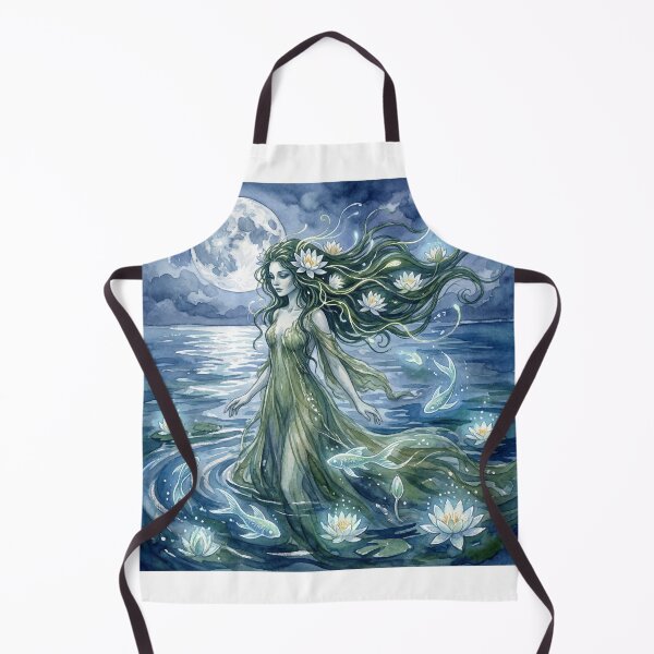 Item preview, Rusalka Moonlit Emergence creature of folklore watercolor artwork illustration designed and sold by Vintage Designs +.