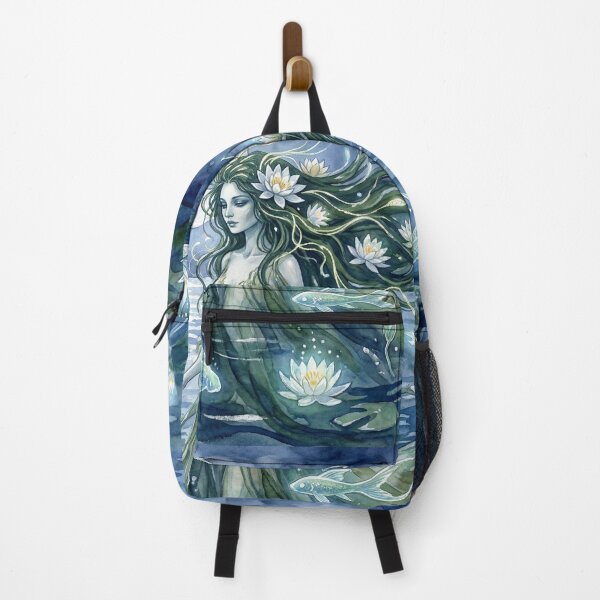 Item preview, Rusalka Moonlit Emergence creature of folklore watercolor artwork illustration designed and sold by Vintage Designs +.