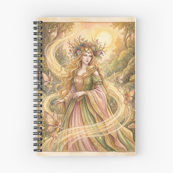 Item preview, Seelie Queen Golden Radiance creature of folklore watercolor artwork illustration designed and sold by Vintage Designs +.