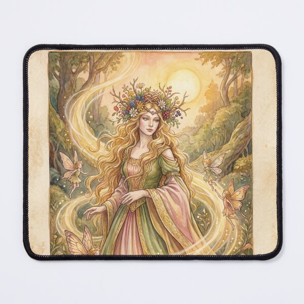 Item preview, Seelie Queen Golden Radiance creature of folklore watercolor artwork illustration designed and sold by Vintage Designs +.