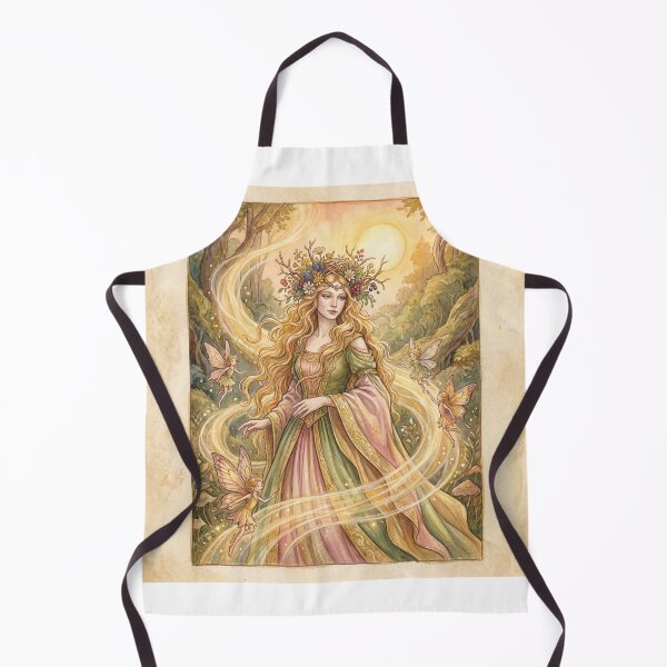 Item preview, Seelie Queen Golden Radiance creature of folklore watercolor artwork illustration designed and sold by Vintage Designs +.