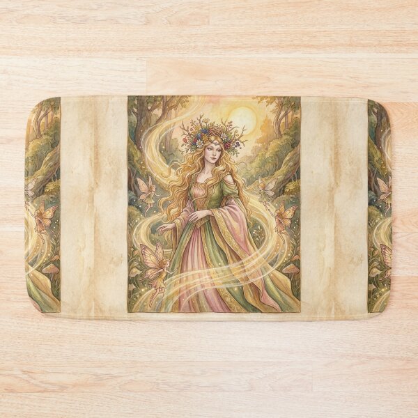 Item preview, Seelie Queen Golden Radiance creature of folklore watercolor artwork illustration designed and sold by Vintage Designs +.