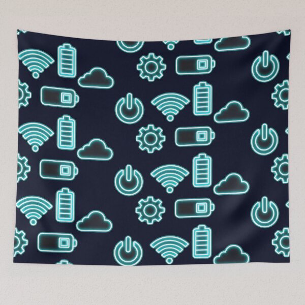 Item preview, Neon Cyan Tech Symbols UI Glow Grid Design designed and sold by SplashTastic.
