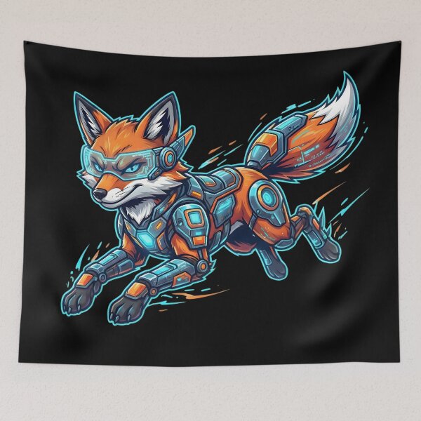 Item preview, Cyberpunk Fox Mascot – Neon Tech Runner designed and sold by SoulenCify.