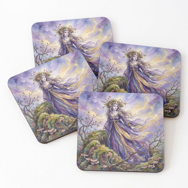 Item preview, Regal Fae Hawthorn Emergence creature of folklore watercolor artwork illustration designed and sold by Vintage Designs +.