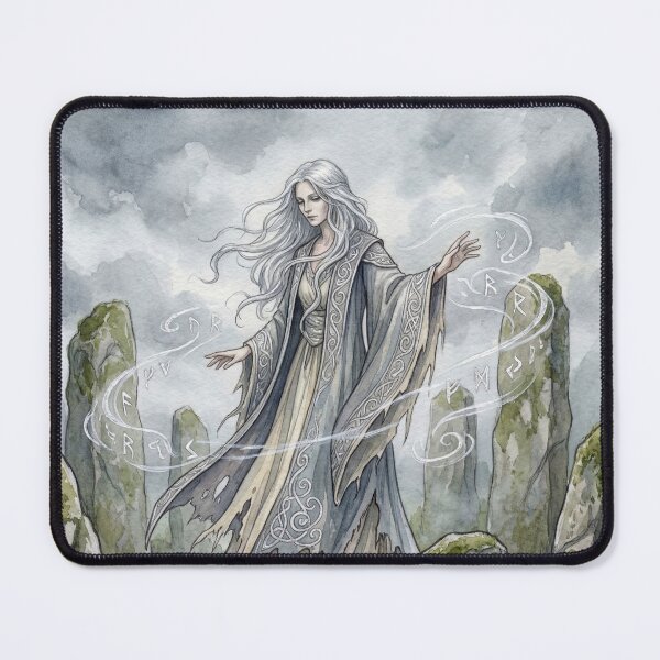 Item preview, Bean Sidhe Stone Circles Mistcreature of folklore watercolor artwork illustration designed and sold by Vintage Designs +.
