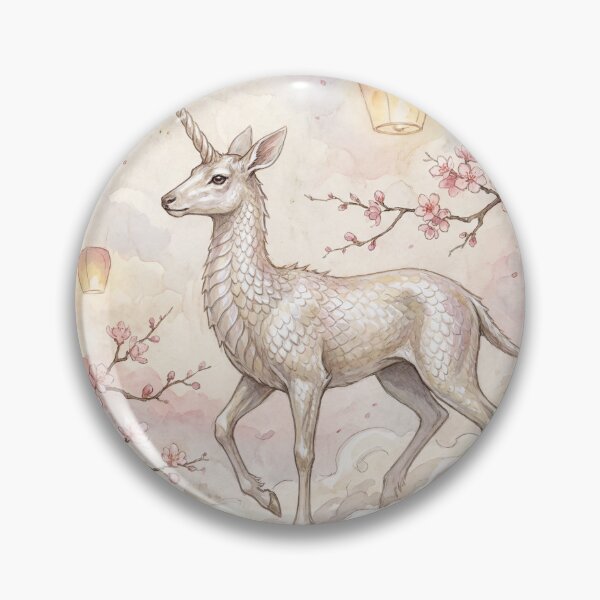 Item preview, Kirin creature of folklore watercolor artwork illustration designed and sold by Vintage Designs +.