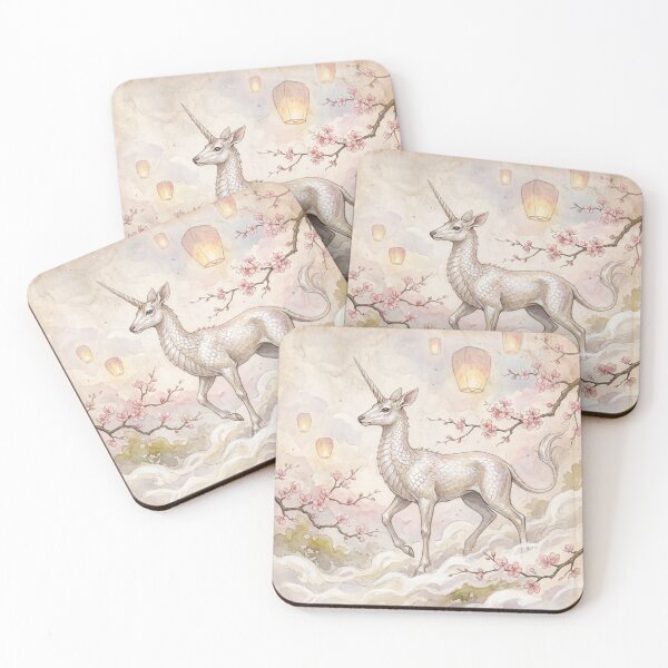 Item preview, Kirin creature of folklore watercolor artwork illustration designed and sold by Vintage Designs +.