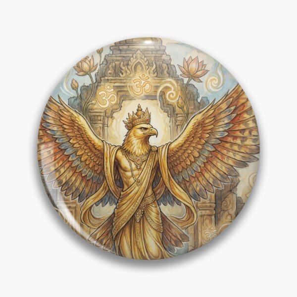 Item preview, Garuda Celestial Temple creature of folklore watercolor artwork illustration designed and sold by Vintage Designs +.