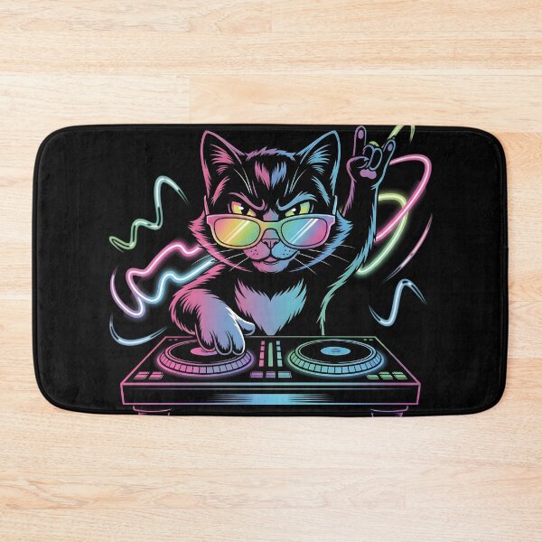 Item preview, Neon DJ Cat – RGB Party Glow Art designed and sold by SoulenCify.