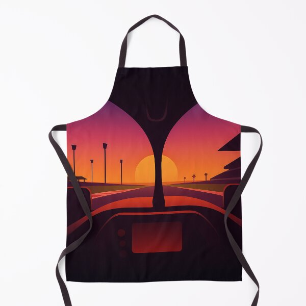 Artikelvorschau, F1-Cockpitansicht bei Sonnenuntergang – Minimalistische POV-Kunst aus dem Formel-Rennsport entworfen und verkauft von MuseAI.