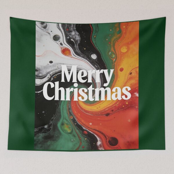 Item preview, Merry Christmas Fluid Art Print | Abstract Marble Swirl Pattern | Modern Luxury Holiday Greeting designed and sold by Cherrydora.