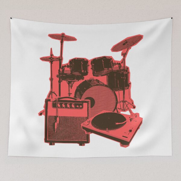 Item preview, Retro Drum & Vinyl Setup – Bold Music Gear Art designed and sold by IREMORHAN.