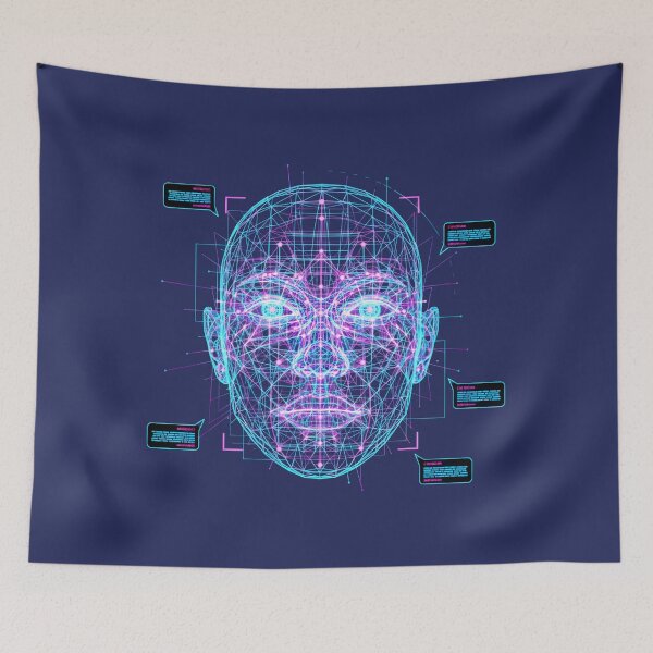 Item preview, Cyberpunk Facial Recognition - Digital Biometric Scan designed and sold by Dakson Design - Fantasy Art.