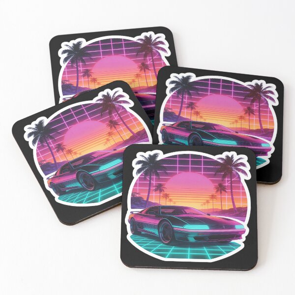 Item preview, Synthwave Car Sticker | Outrun Aesthetic Neon Retro Sports Car | 80s Sunset Vaporwave Grid Art designed and sold by Cherrydora.