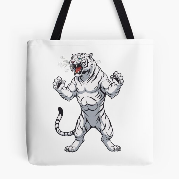 Item preview, Fierce White Tiger Warrior – Powerful Anthro Tiger Illustration designed and sold by Royalsticker.