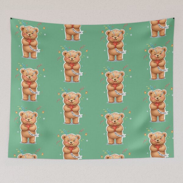 Item preview, Kawaii New Year Bear Celebration: Cute Teddy Holding Party Popper designed and sold by Minimochi Art.