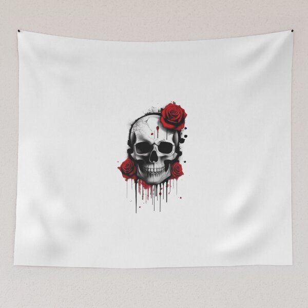 Item preview, Dripping Skull With Roses – Gothic Dark Art | Tattoo Style Streetwear Graphic designed and sold by SkullVibe Collective.