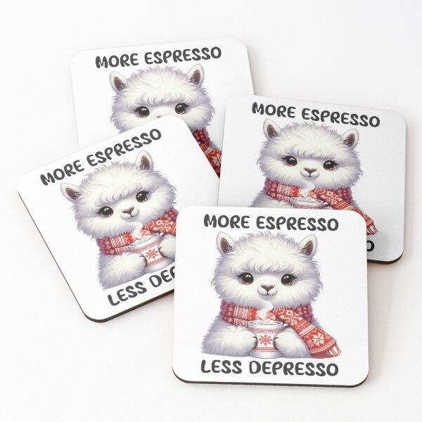 Item preview, Cute Alpaca Coffee – More Espresso Less Depresso Funny Caffeinated Design designed and sold by Lulunza.
