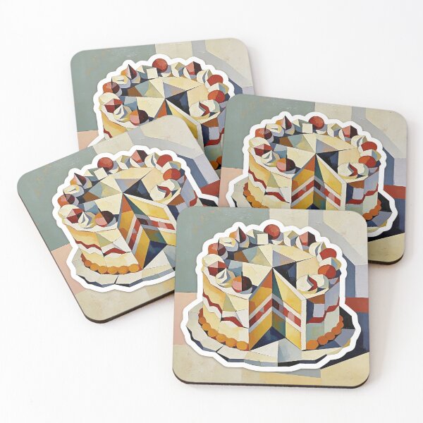Item preview, Cubism Cake Art Print | Abstract Geometric Birthday Dessert | Vintage Oil Painting Texture designed and sold by Cherrydora.