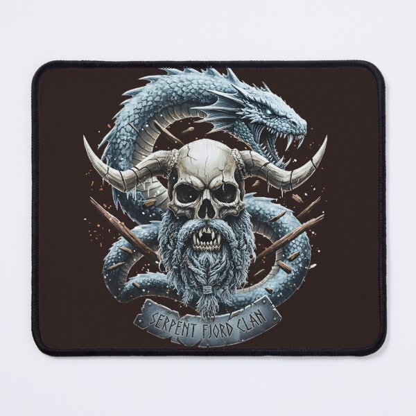Item preview, Klan Węża Fiordu | Epicki Skull Viking | Mityczny Smok Nordycki | Broda i Róg | Heavy Metal Art designed and sold by Artadria.