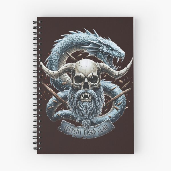 Item preview, Klan Węża Fiordu | Epicki Skull Viking | Mityczny Smok Nordycki | Broda i Róg | Heavy Metal Art designed and sold by Artadria.