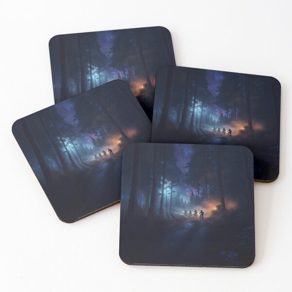 Item preview, Nightfall Trail – Dark Forest Adventure with Neon Glow designed and sold by MysticCanvasAi.