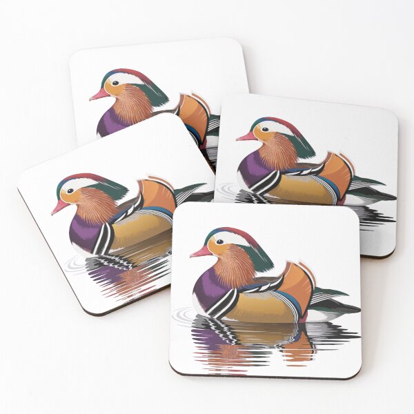 Item preview, Colorful Mandarin Duck on Water – Elegant Wildlife Illustration designed and sold by Royalsticker.