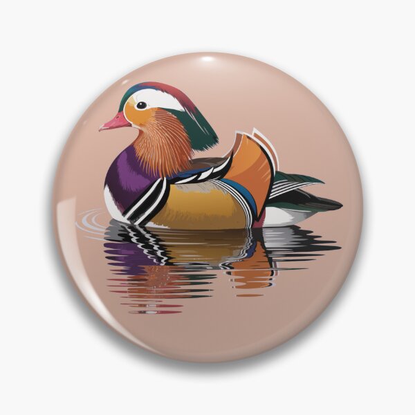 Item preview, Colorful Mandarin Duck on Water – Elegant Wildlife Illustration designed and sold by Royalsticker.