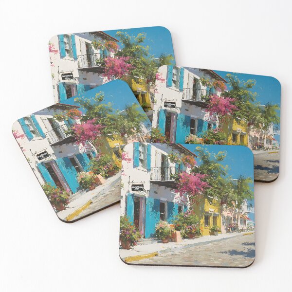 Item preview, Key West Colorful Street with Flowers and Sea View designed and sold by daila70.