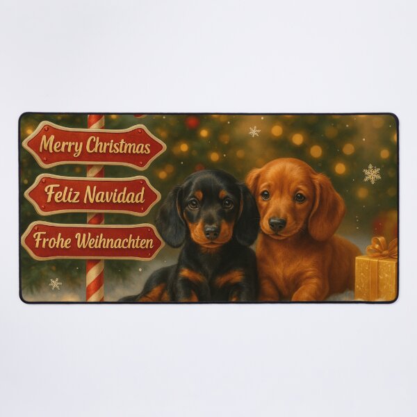 Item preview, Premium Christmas Dachshund Puppies – Gingerbread Sign Holiday Scene designed and sold by GivingJoy.