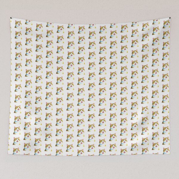 Item preview, Pop Art Smiling Cat Sticker | Halftone CMYK Print Aesthetic | Retro Vintage Happy Tabby Kitten Portrait designed and sold by Cherrydora.