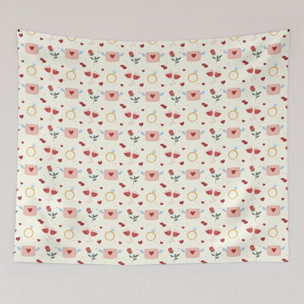 Item preview, Romantic Valentine’s Day Pattern with Roses, Love Letters And Hearts designed and sold by TinyBirdyDesigns.