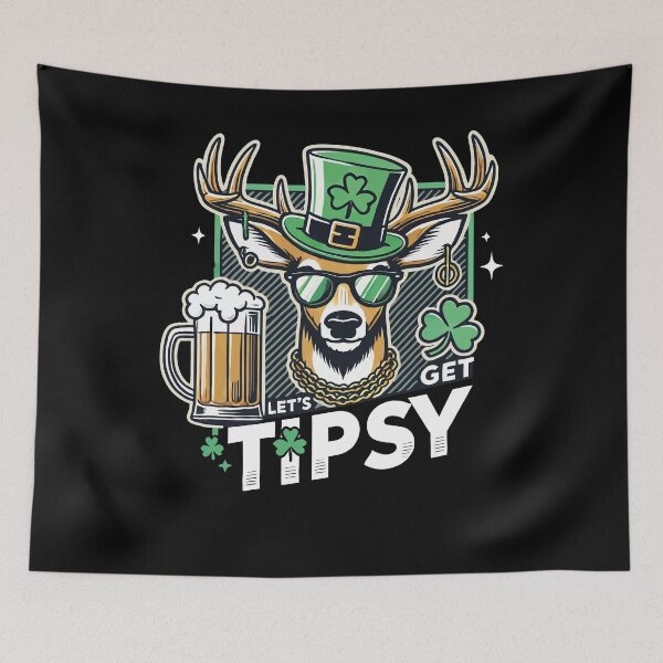 Item preview, Let's Get Tipsy Leprechaun Deer Mug Shamrock designed and sold by LuminOrb.
