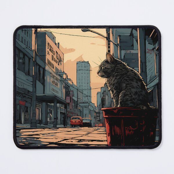 Item preview, Sad stray cat sitting alone on a town street designed and sold by y-a-y.
