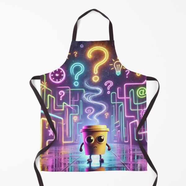 Item preview, Lost Coffee in the Neon Maze – Cute Vaporwave Confusion Art designed and sold by ComedyInkFactor.