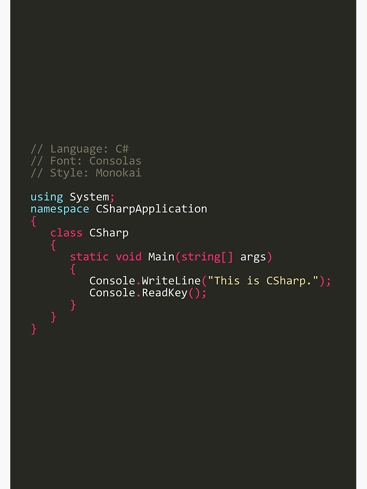 "CSharp (C#) and Monokai" Poster for Sale by Akselmo | Redbubble