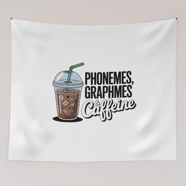 Item preview, Phonemes Graphemes and Caffeine Coffee Lover Reading Teache  designed and sold by lilLilaBatArt.