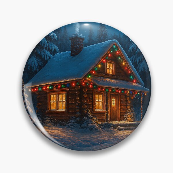 Item preview, Cozy Christmas Cabin in Snow – Winter Holiday Art designed and sold by FUIRY .