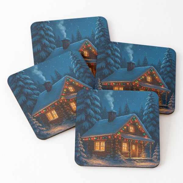 Item preview, Cozy Christmas Cabin in Snow – Winter Holiday Art designed and sold by FUIRY .