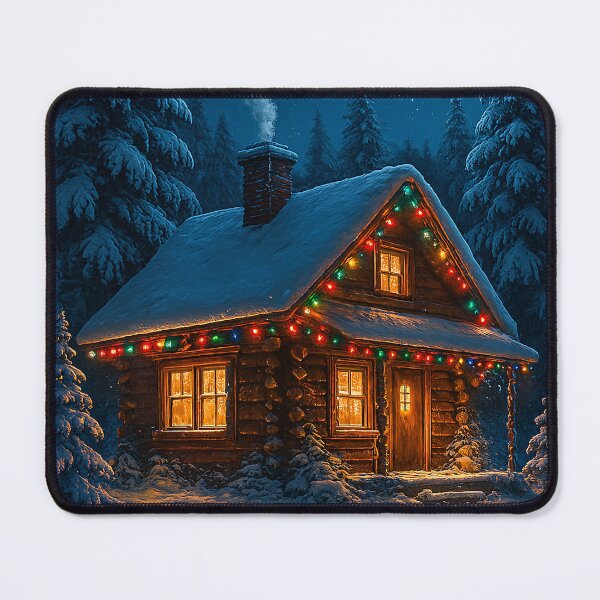 Item preview, Cozy Christmas Cabin in Snow – Winter Holiday Art designed and sold by FUIRY .