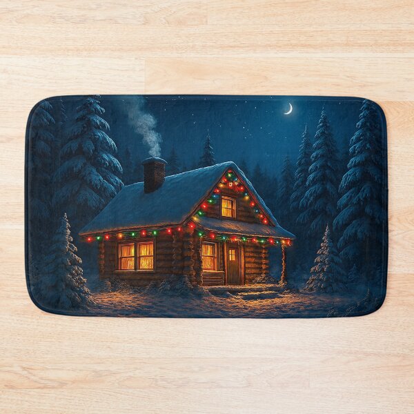 Item preview, Cozy Christmas Cabin in Snow – Winter Holiday Art designed and sold by FUIRY .