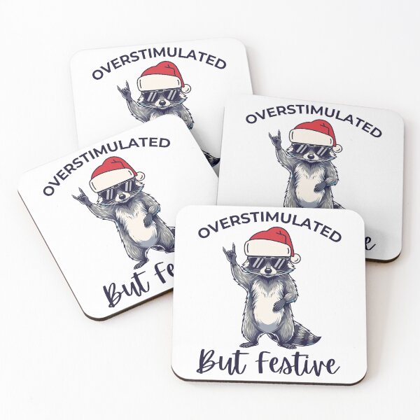 Item preview, Overstimulated But Festive - Funny Christmas Raccoon designed and sold by Anniko Art Studio.