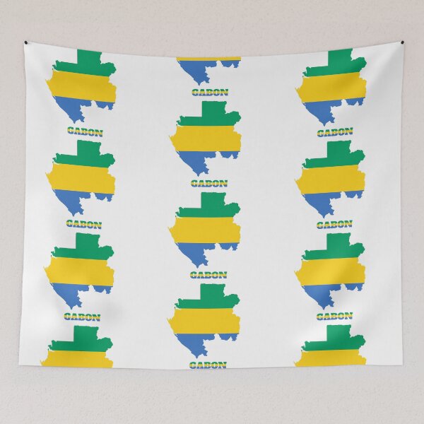 Item preview, Gabon Flag map design designed and sold by BasbiArt.