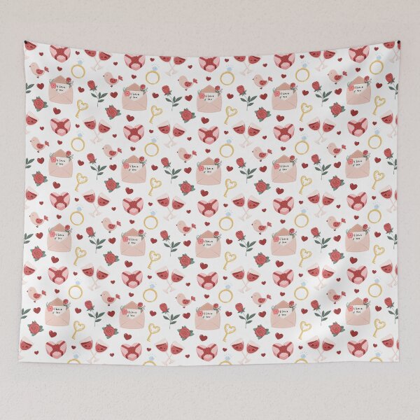Item preview, Romantic Valentine’s Day Pattern with Roses, Love Letters And Hearts designed and sold by TinyBirdyDesigns.