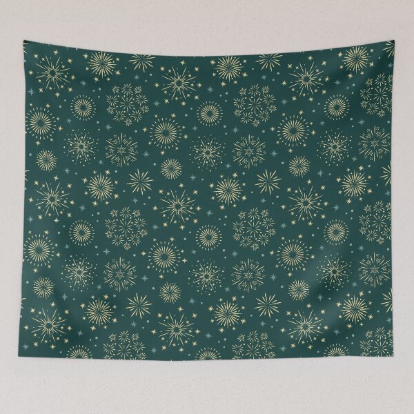 Item preview, New Year's Eve: modern and abstract fireworks on petrol blue designed and sold by InkofNocturna.