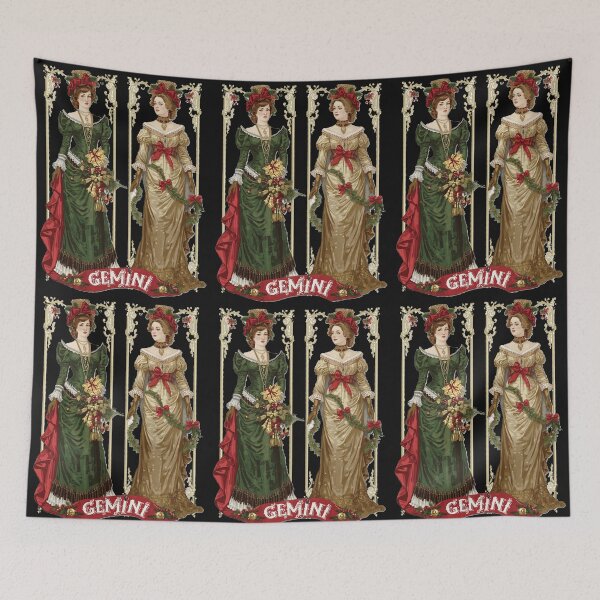 Item preview, Victorian Christmas Ladies Gemini Zodiac Art Nouveau Vintage Holiday Fashion designed and sold by freackly.
